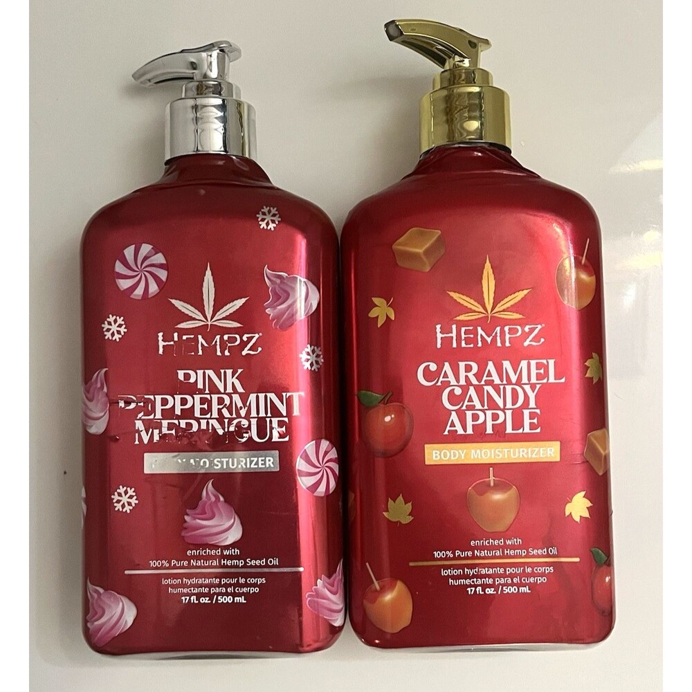 Hempz Lotion Caramel Candy Apple & Pink Peppermint Meringue 17 oz